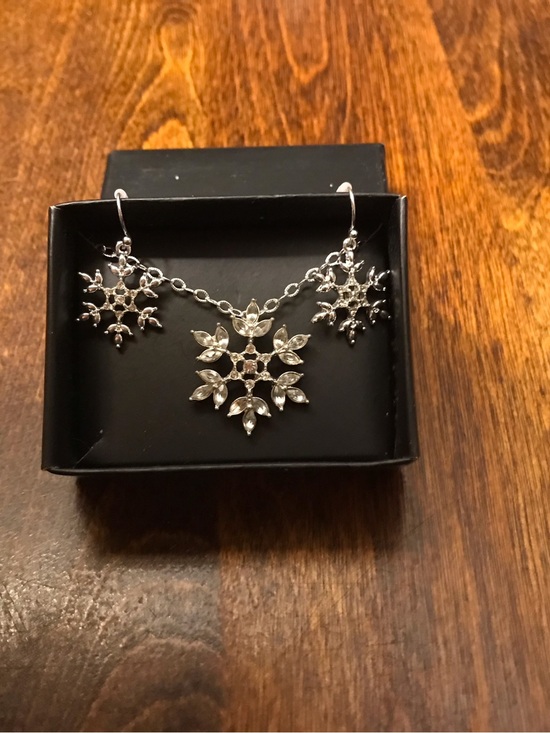 Avon Jewelry - Avon Silver Snowy Shimmer Necklace and Dangle Earrings Set